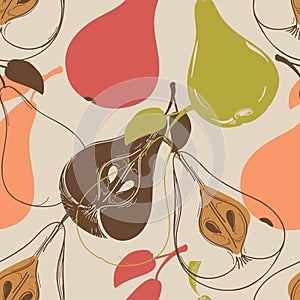 Pear fruit seamless pattern