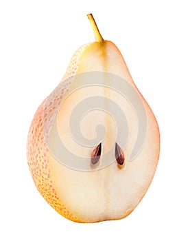 Pear fruit sliced isolated on white background