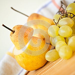 Pear and grape fresh fruit