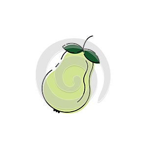 Pear icon in a flat style. Isolated fruit illustration on white backgroun