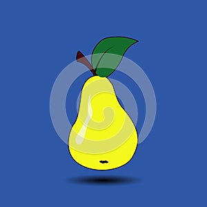 Pear icon in flat style. Isolated object. Pear logo. Vector illustration on white background