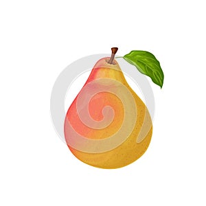 Pear. Image of a red pear. Ripe sweet pear. Fresh garden fruit. Vitamin vegetarian product. Vector illustration isolated