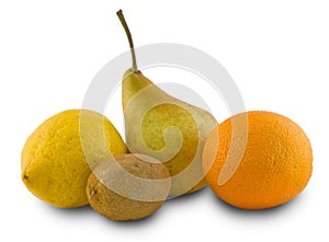 Pear, lemon, orange, kiwi