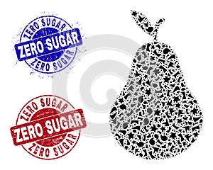 Pear Mosaic of Fractions with Zero Sugar Grunge Seals