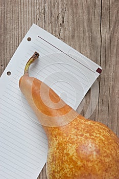 pear and a note