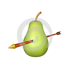 Pear pierced by arrow