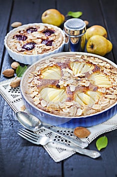 Pear and plum frangipane tarts