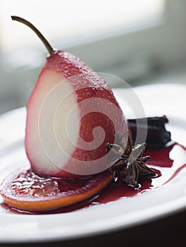 Pear Poached in Rioja Orange and Spices