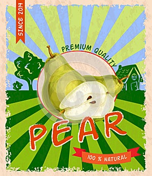 Pear retro poster