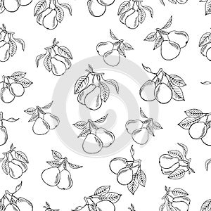 Pear seamless pattern. Fresh vegetables vector concept. A healthy diet is a flat style of illustration.