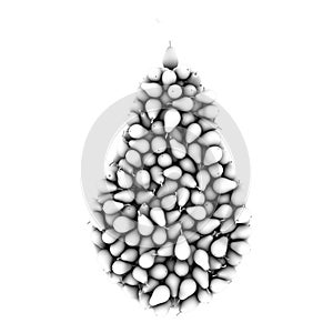Pear shape black and white on a white background 3d rendering