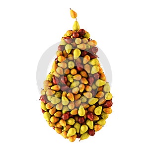 Pear shape from pears on a white background 3d rendering