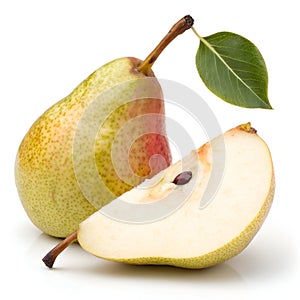 Pear with Slice Isolated on White Background