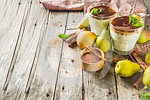 Pear smoothie with chocolate and spices