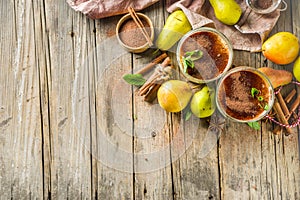 Pear smoothie with chocolate and spices