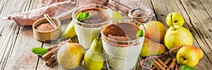 Pear smoothie with chocolate and spices