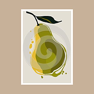 Pear. Vector illustration in flat style. Design for poster or print