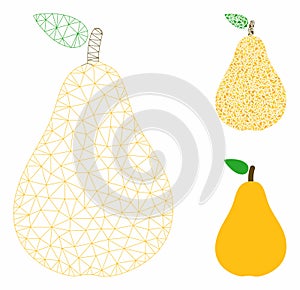 Pear Vector Mesh Wire Frame Model and Triangle Mosaic Icon