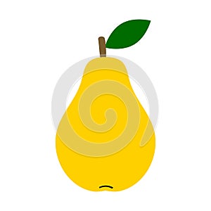 Pear yellow. Cartoon flat style. Isolated on a white background. Vector illustration. fruit