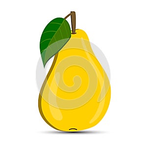 Pear yellow. Cartoon flat style. Isolated on a white background. Vector illustration. fruit