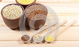 Pearl barley, buckwheat, millet groats