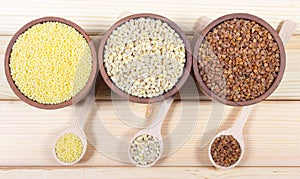 Pearl barley, buckwheat, millet groats