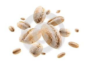 Pearl barley levitates on a white background