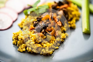 Pearl-barley porridge with vegetables