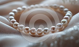 Pearl bracelet on silky fabric