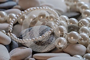 Pearl decoration on pebbles