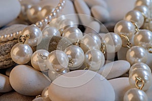 Pearl decoration on pebbles