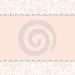 Pearl frame on lace background