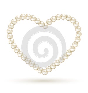 Pearl heart like frame isolated on white