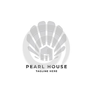 Pearl house illustration symbol logo design vector template