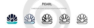 Pearl icon in filled, thin line, outline and stroke style. Vector illustration of two colored and black pearl vector icons designs