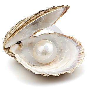Pearl in opened shell icon isolated on white background