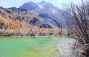 Pearl Lake at Yading Nature Reserve in Sichuan, China