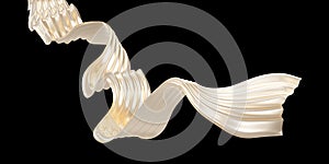 Pearl luxury cloth ribbon wave on black background with copy space 3D render