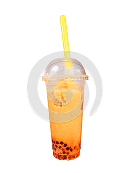 Pearl milk tea on white background