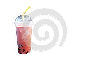 Pearl milk tea on white background