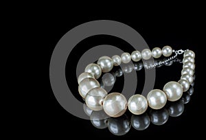 Pearl necklace black white elegant image on black