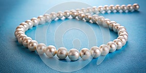 pearl necklace on blue background AI-Created Content photo