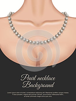 Pearl necklace on the female neck