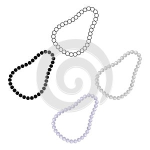 Pearl necklace icon in cartoon,black style isolated on white background. Jewelry and accessories symbol stock vector