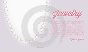 Pearl necklace. Realistic jewelry background. Vector illustration