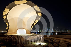 Pearl & Oyster, Corniche, Doha, Qatar at Night photo
