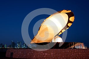 Pearl and oyster fountain in corniche - Doha Qatar photo