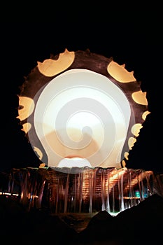 Pearl and oyster fountain in corniche - Doha Qatar