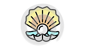 pearl oyster shell color icon animation