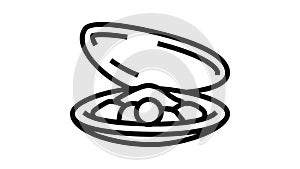 pearl oyster shell line icon animation